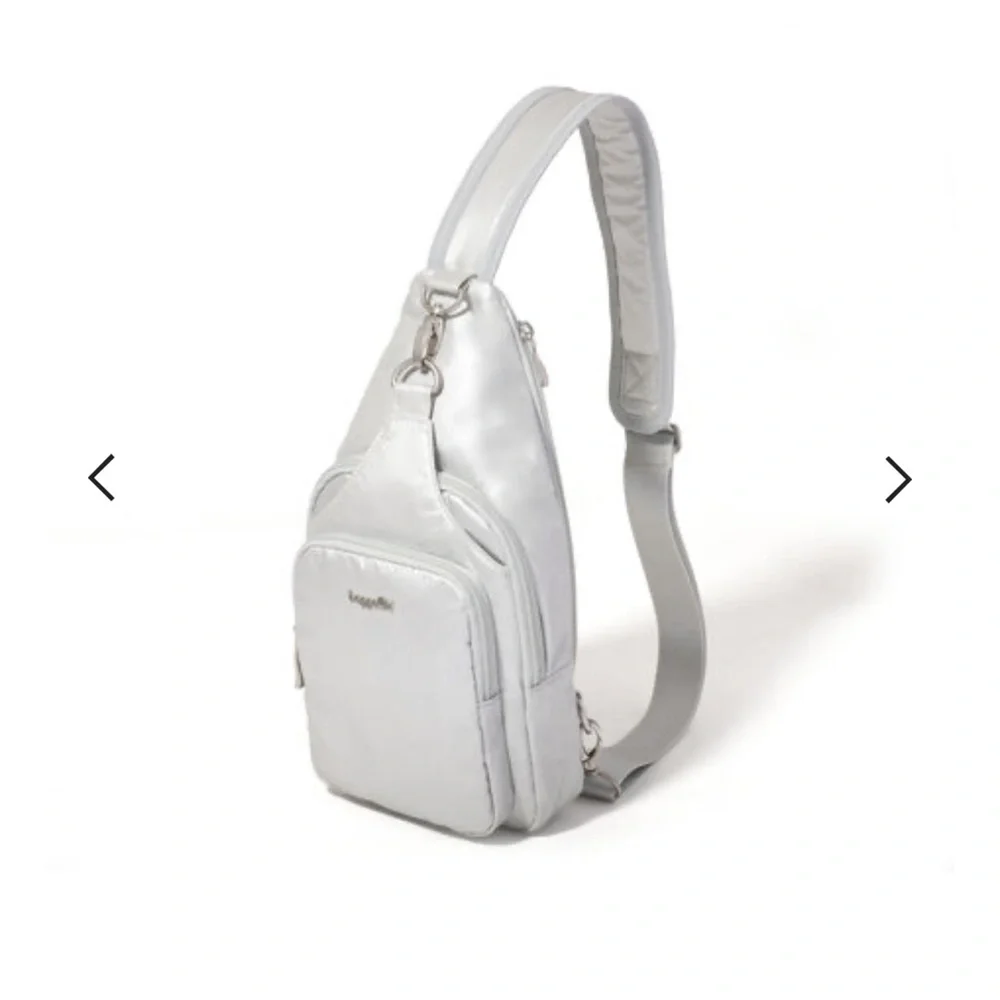 Baggallini Sleek Silver Sling Backpack